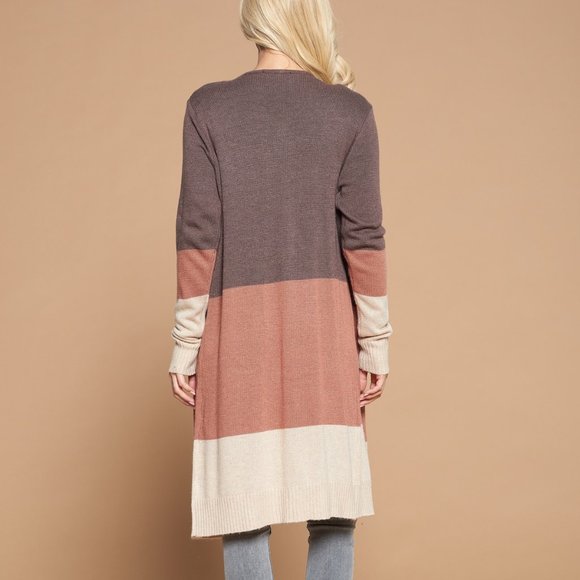 Long Sleeve Color Block Cardigan - Picture 3 of 6